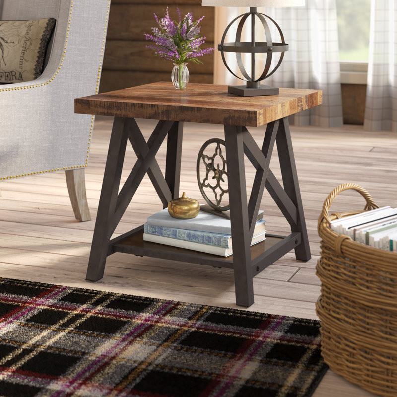 Laurel Foundry Modern Farmhouse Isakson Trestle End Table with Storage